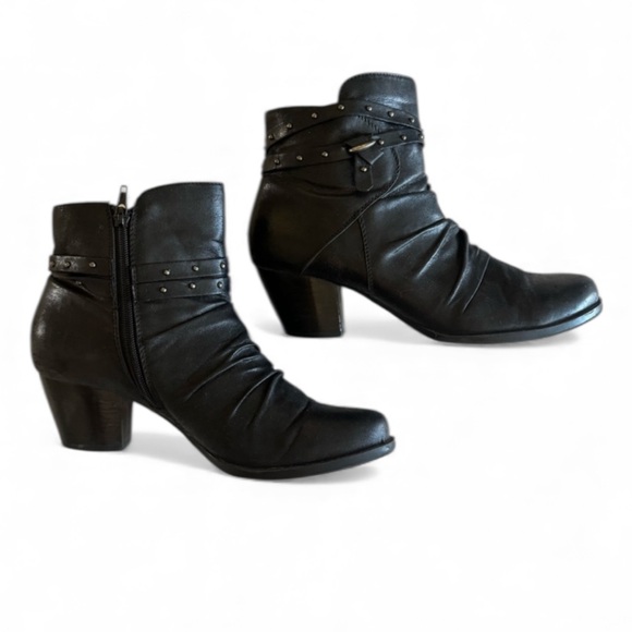 Bear Traps Western Ruched Vegan Boots Black Size 10 with 2 1/2” Heels GUC - Picture 14 of 14